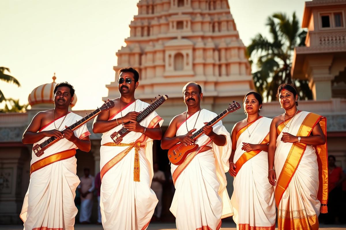 Nadhaswara party in Chennai artist team photo in traditional attire